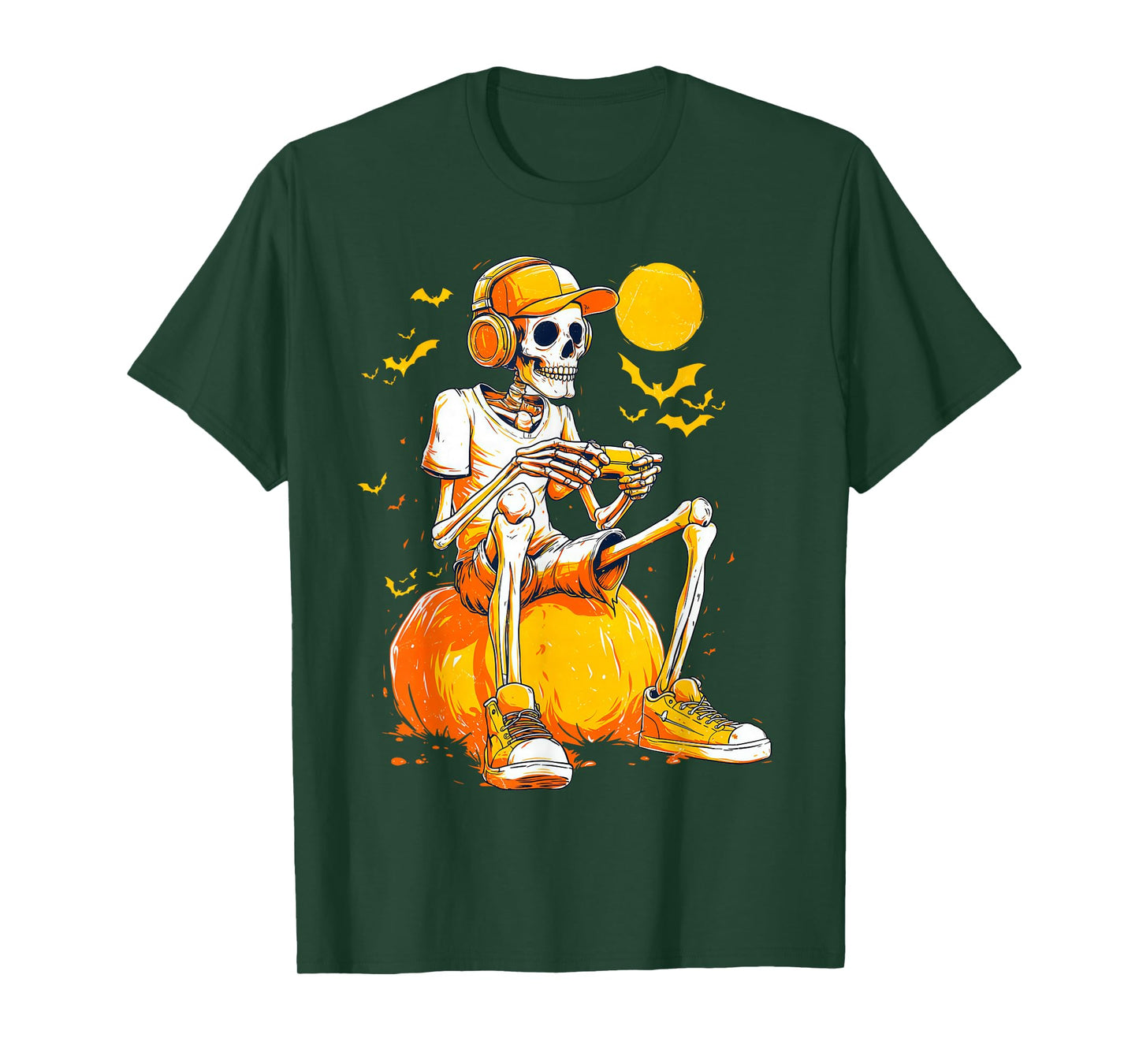 Skeleton Gamer Funny Video Gaming Halloween Boys Men T-Shirt