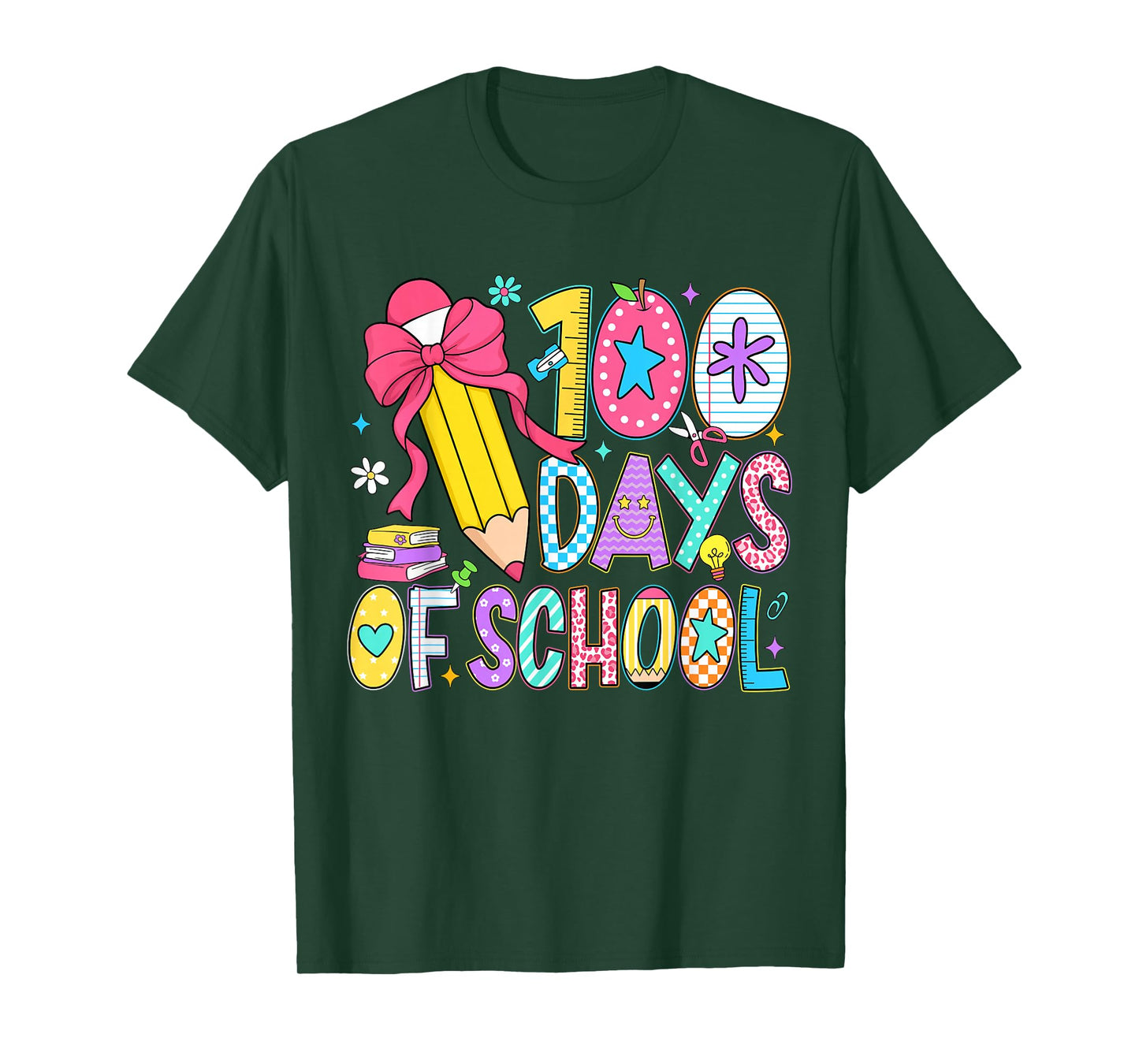 100 Days of School Girls Coquette Bow 100th Day of School T-Shirt