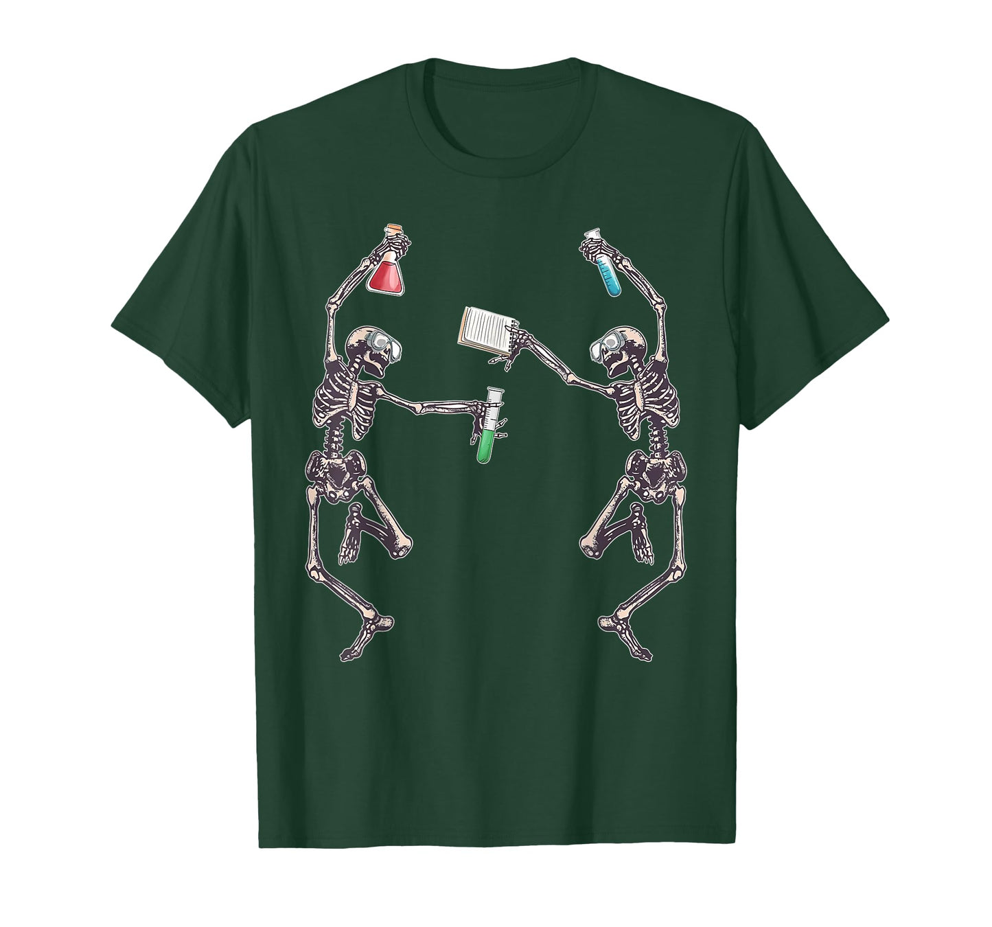 Science Teacher Dancing Skeleton Halloween Chemist Scientist T-Shirt
