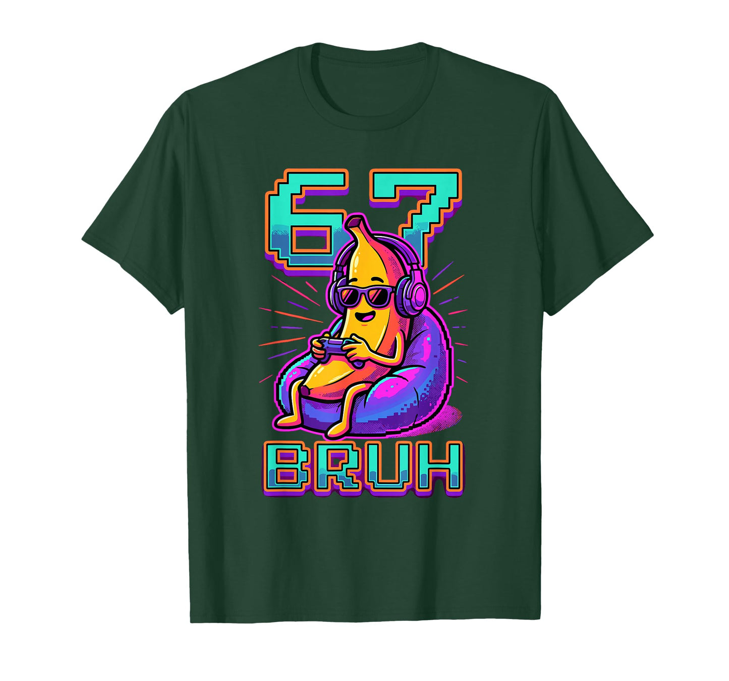 67 Bruh Banana Gamer Funny 6 7 Meme Video Game for Kids Boys T-Shirt