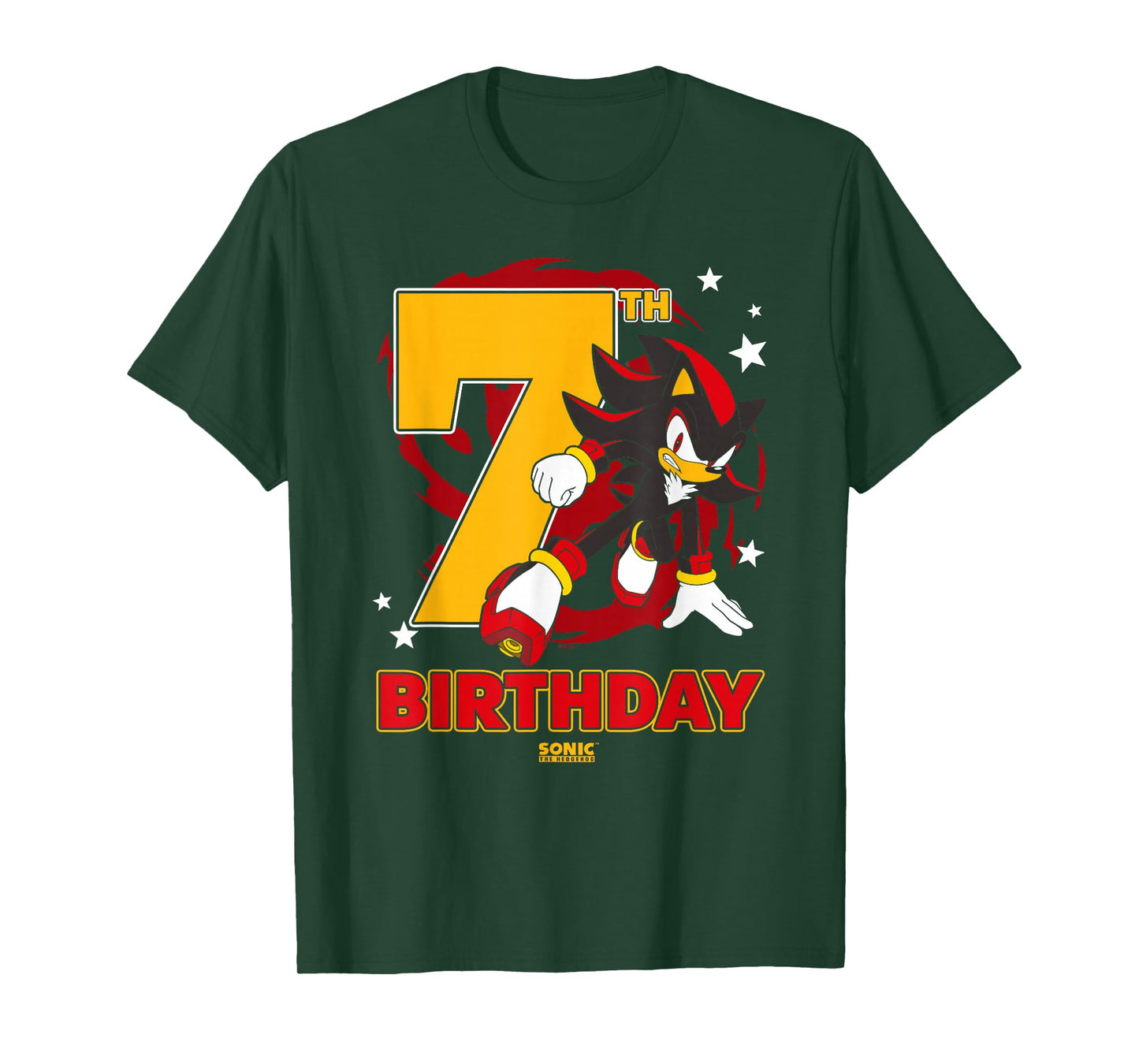 Sonic The Hedgehog Epic Shadow 7th Birthday Big Chest Logo T-Shirt
