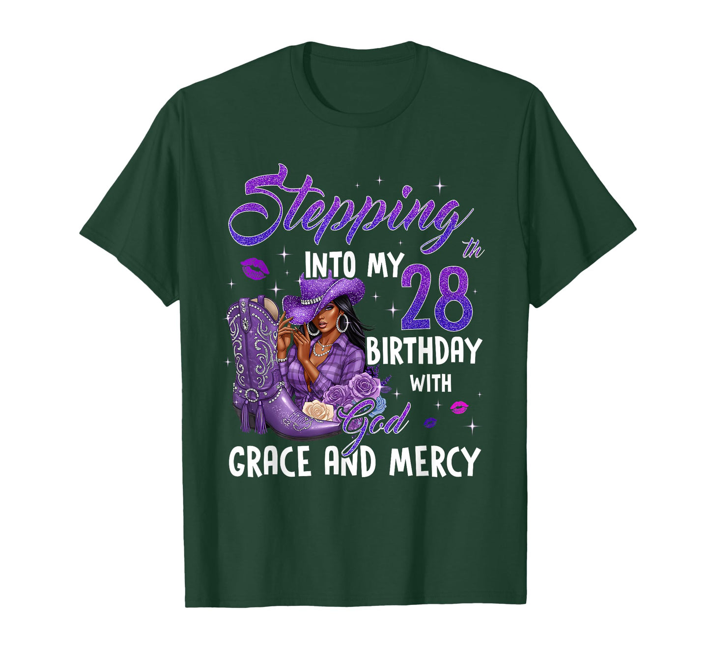 Stepping Into My 28th Birthday Faith Grace Mercy Cowgirl T-Shirt