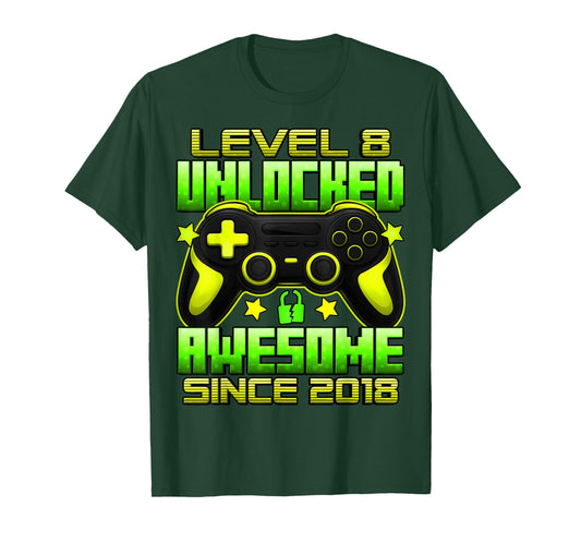 Level 8 Unlocked 8 Year Old Gifts for Boys 8th Birthday Boy T-Shirt