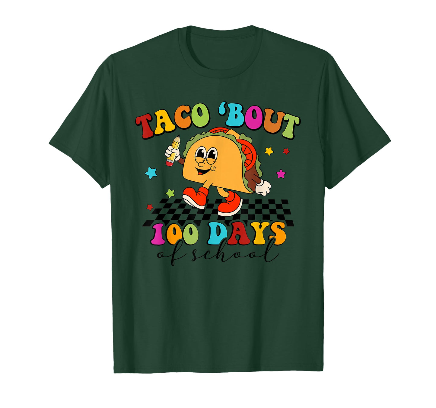 Retro Groovy Taco Bout 100 Days of School Teacher Student T-Shirt