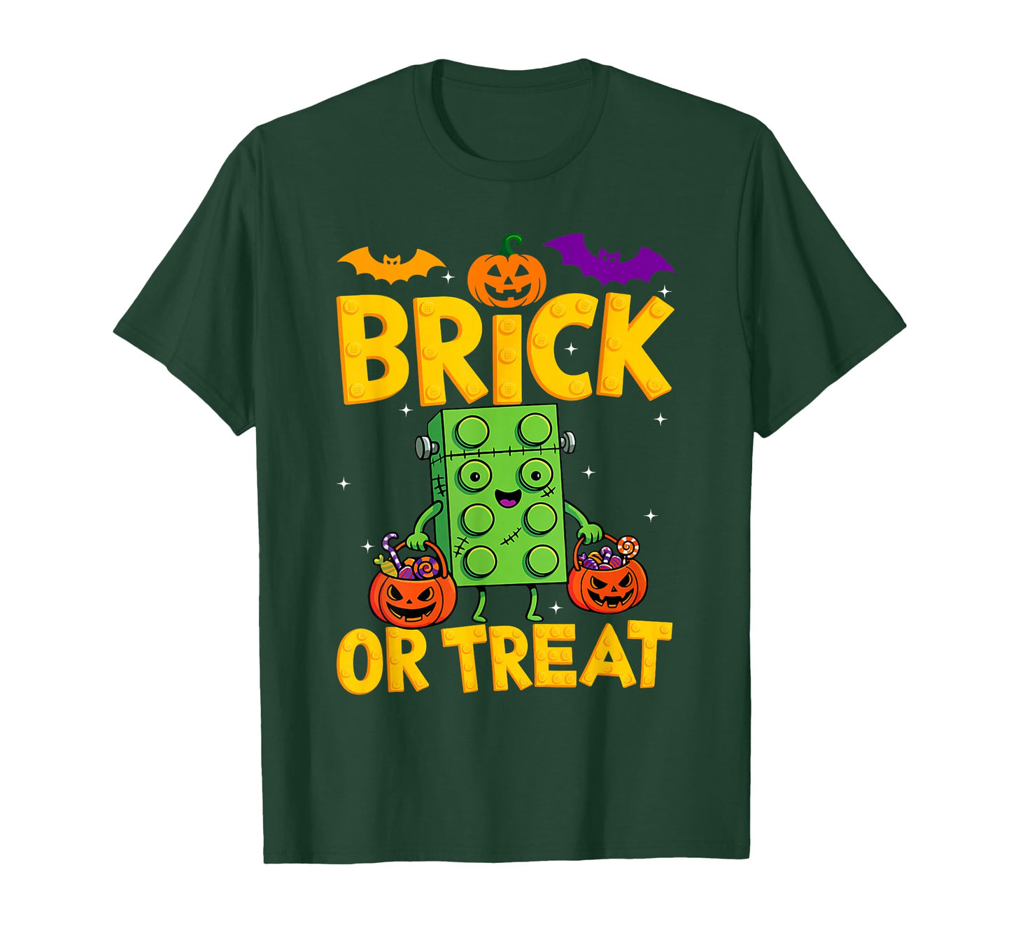 Brick or Treat Halloween Master Builder Blocks Building Kids T-Shirt