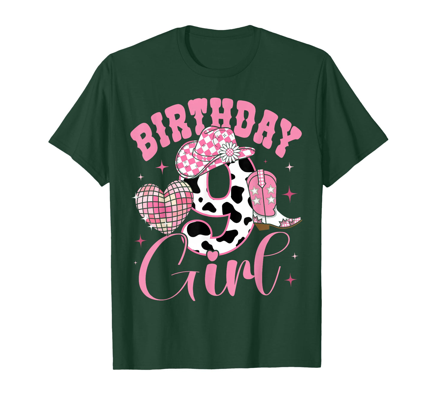 Happy 9th Birthday Girl Outfit Rodeo Western Cowgirl Cowboy T-Shirt