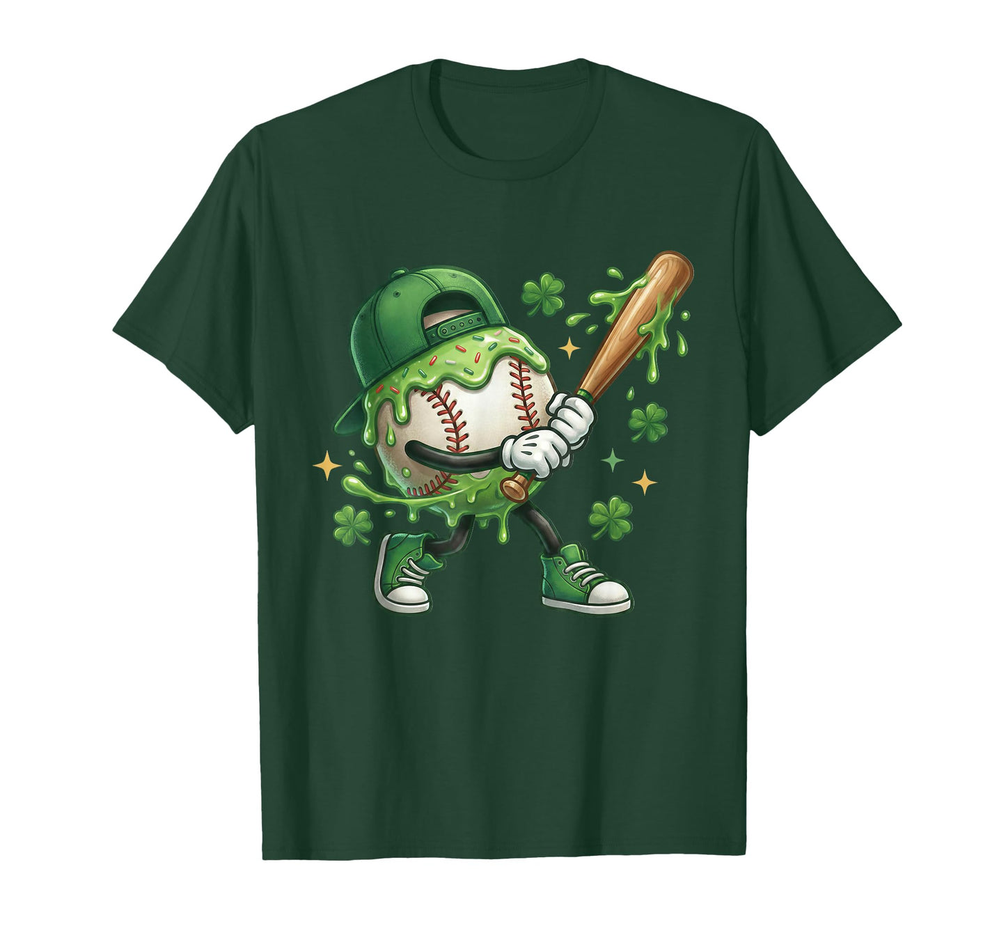 St Patricks Day Shamrock Baseball Drip Icecream Irish Boys T-Shirt