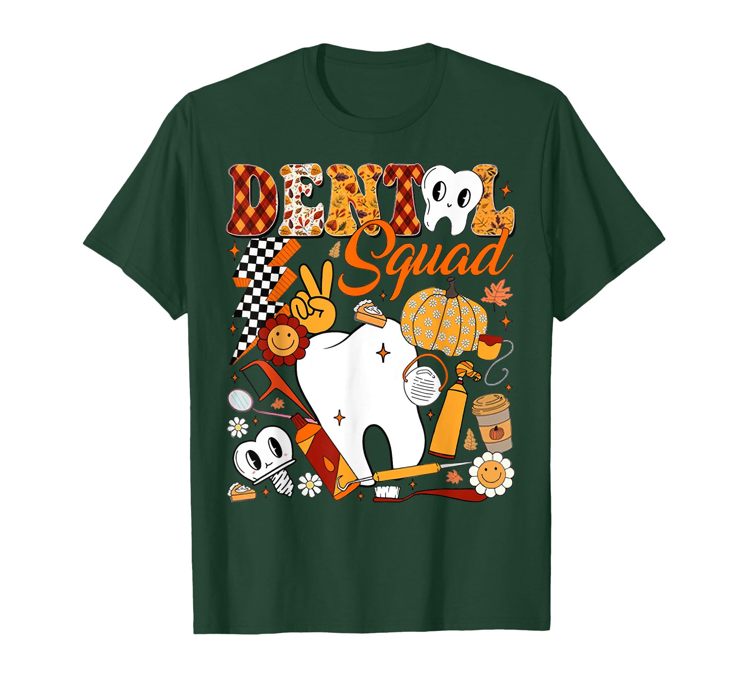 Dental Squad Fall Retro Tooth Dental Life Pumpkin Autumn T-Shirt