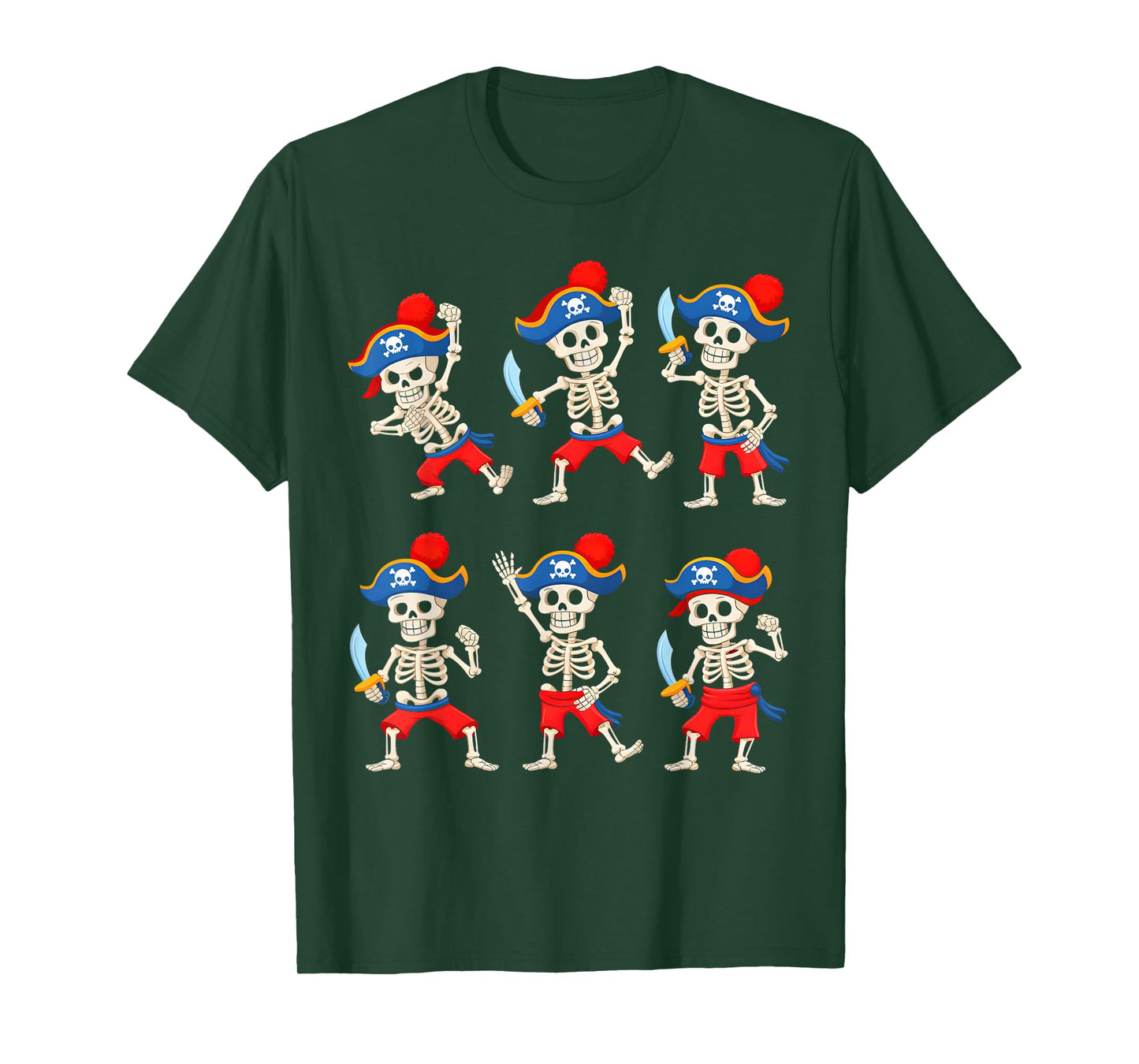 Dancing Skeleton Pirate Halloween Costume Boys Girls Kids T-Shirt