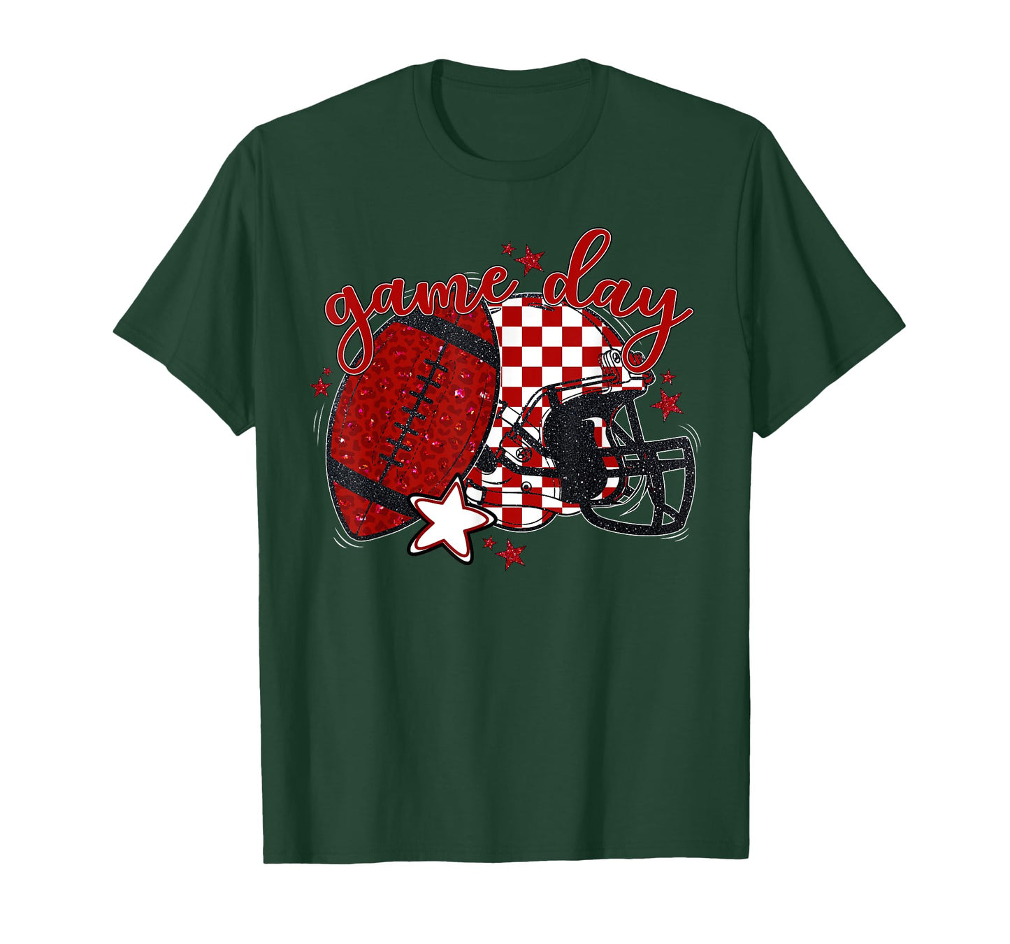 Red Leopard Game Day Football Touchdown Season Men Boys T-Shirt