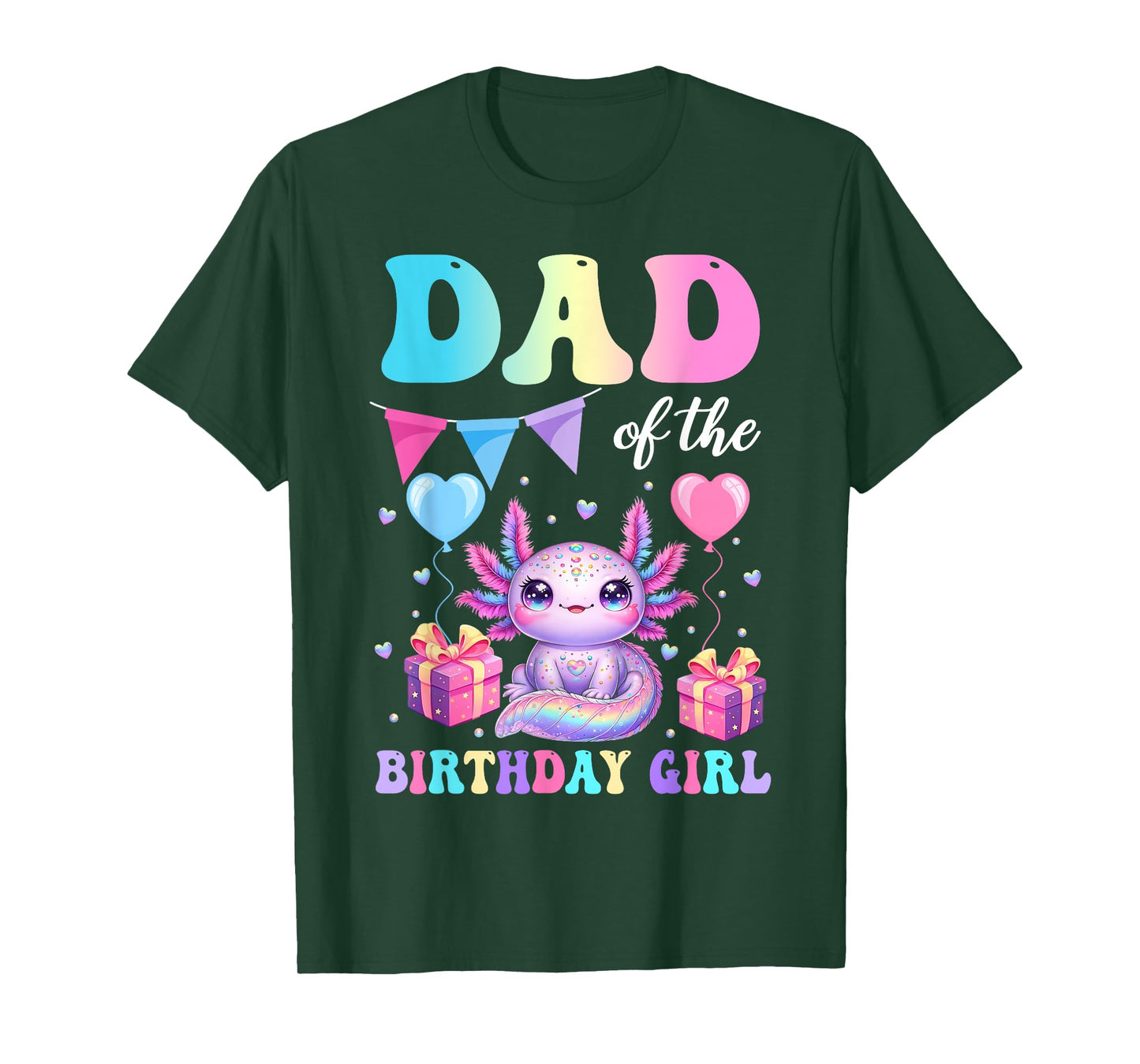 Dad Of The Birthday Girl Axolotl Lover Family Matching Kids T-Shirt