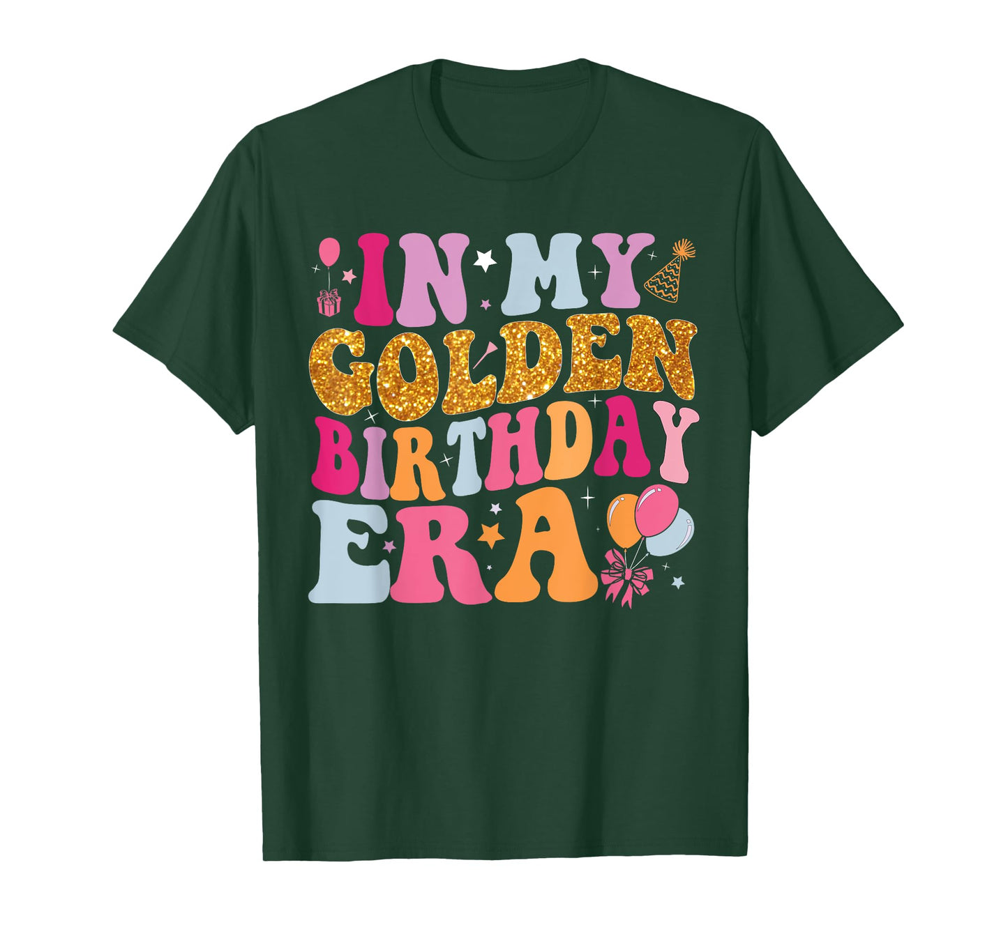 Groovy In My Golden Birthday Era Shirt Women Girls Birthday T-Shirt