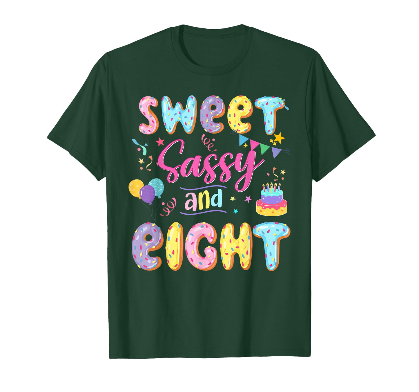 8Th Birthday Girl Sweet Sassy And Eight Donut 8 Year Old Kid T-Shirt