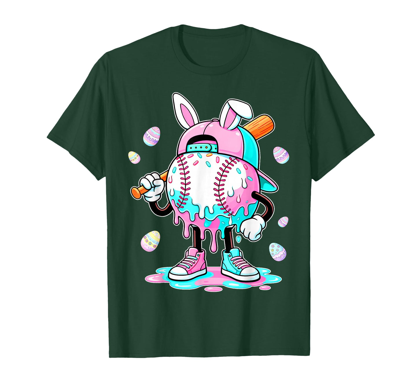 Dripping Drip Tie Dye Baseball Easter Bunny Men Boy Kid T-Shirt