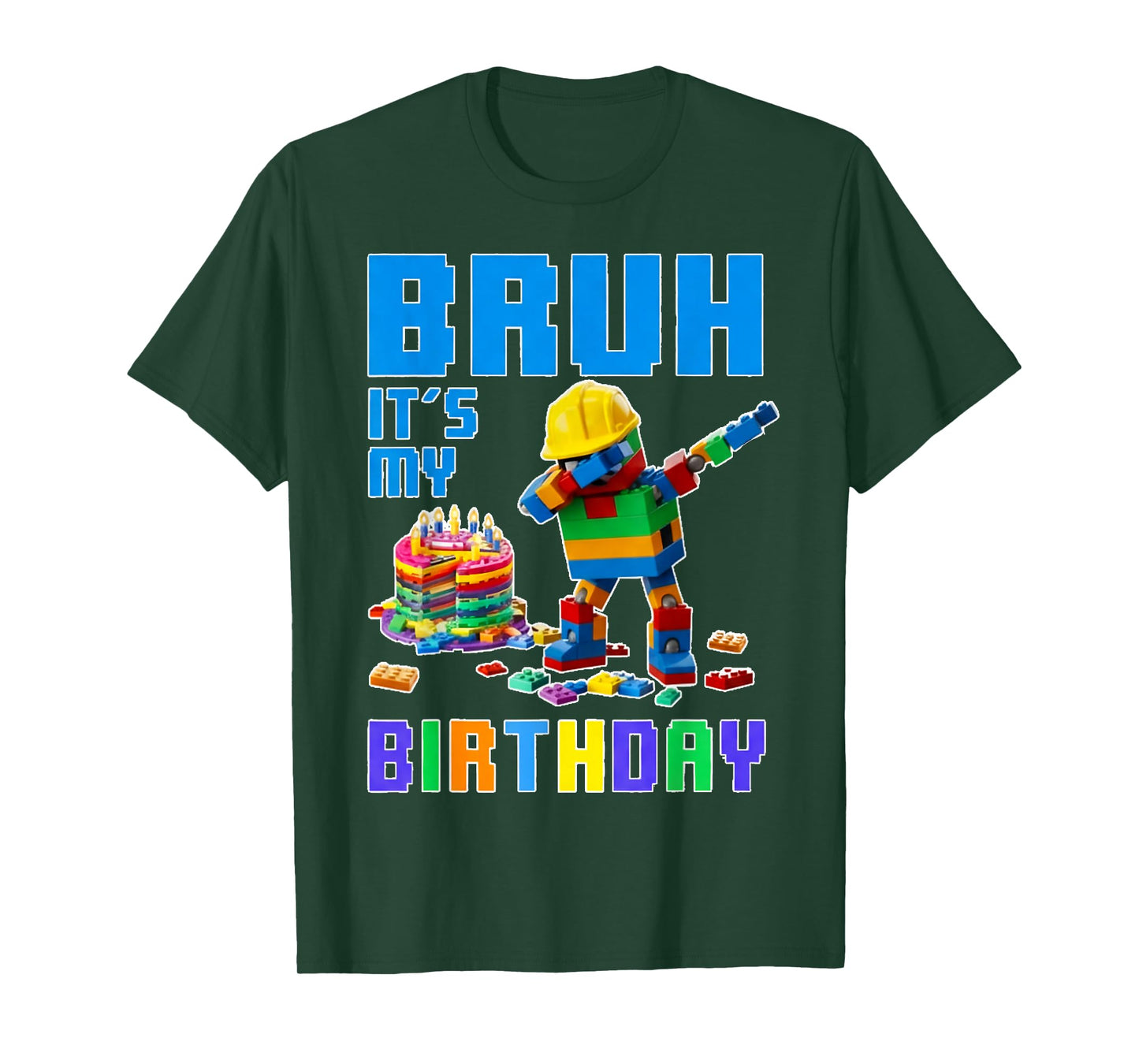Bruh It's My Birthday Master Builder Dabbing Blocks Bricks T-Shirt