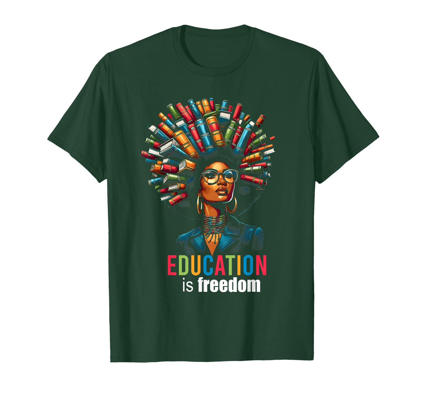 Education is Freedom Black Teacher Books Black History Month T-Shirt