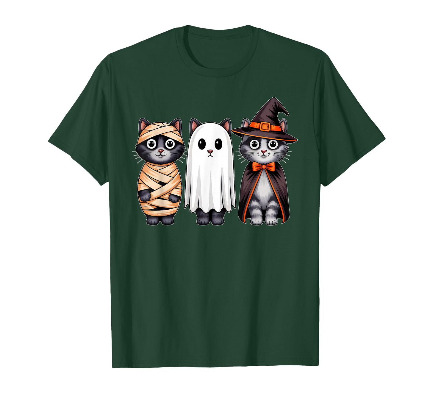 Black Cat Witch Ghost Pumpkin Halloween Costume Girls Women T-Shirt