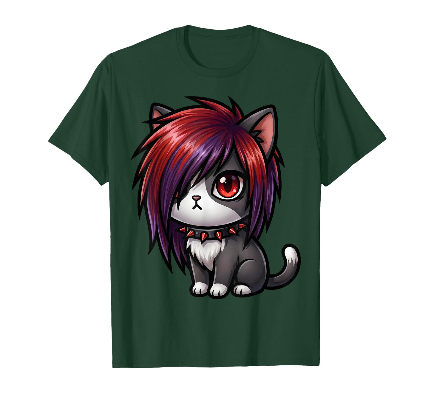 Funny Cat Goth Girl Emo Gothic Kitty Kawaii Kids Boys T-Shirt