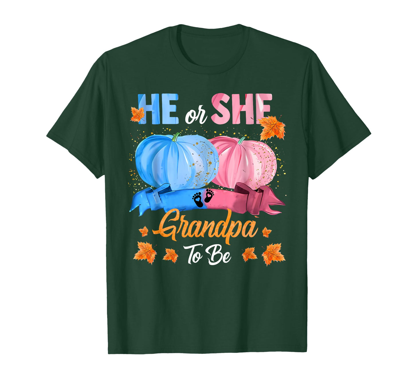 Halloween Pumpkin Gender Reveal He or She Grandpa To Be T-Shirt