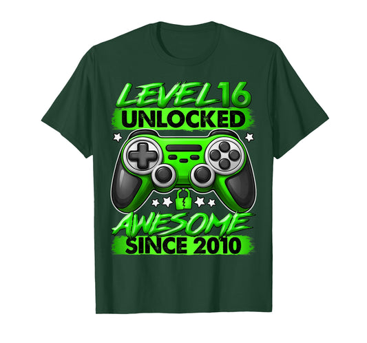Level 16 Unlocked 16 Year Old Gifts Boys 16th Birthday Boy T-Shirt