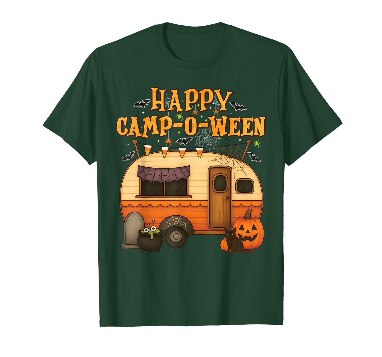 Happy Camp-O-Ween Halloween Camping Ghosts and Campfires T-Shirt