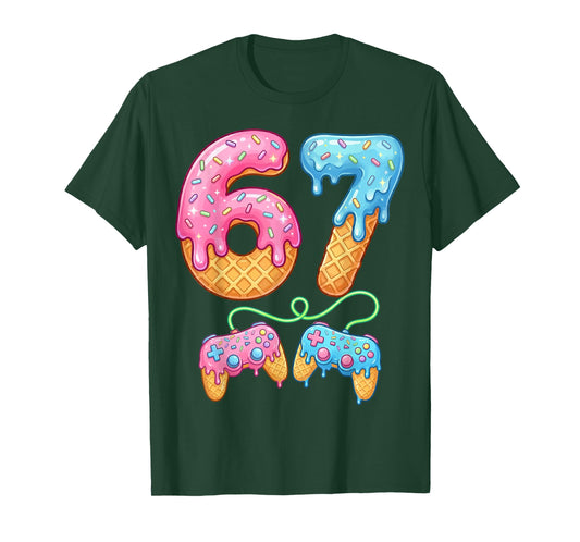 67 Ice Cream Drip Meme Gamer Six Seven Gen Alpha Slang T-Shirt