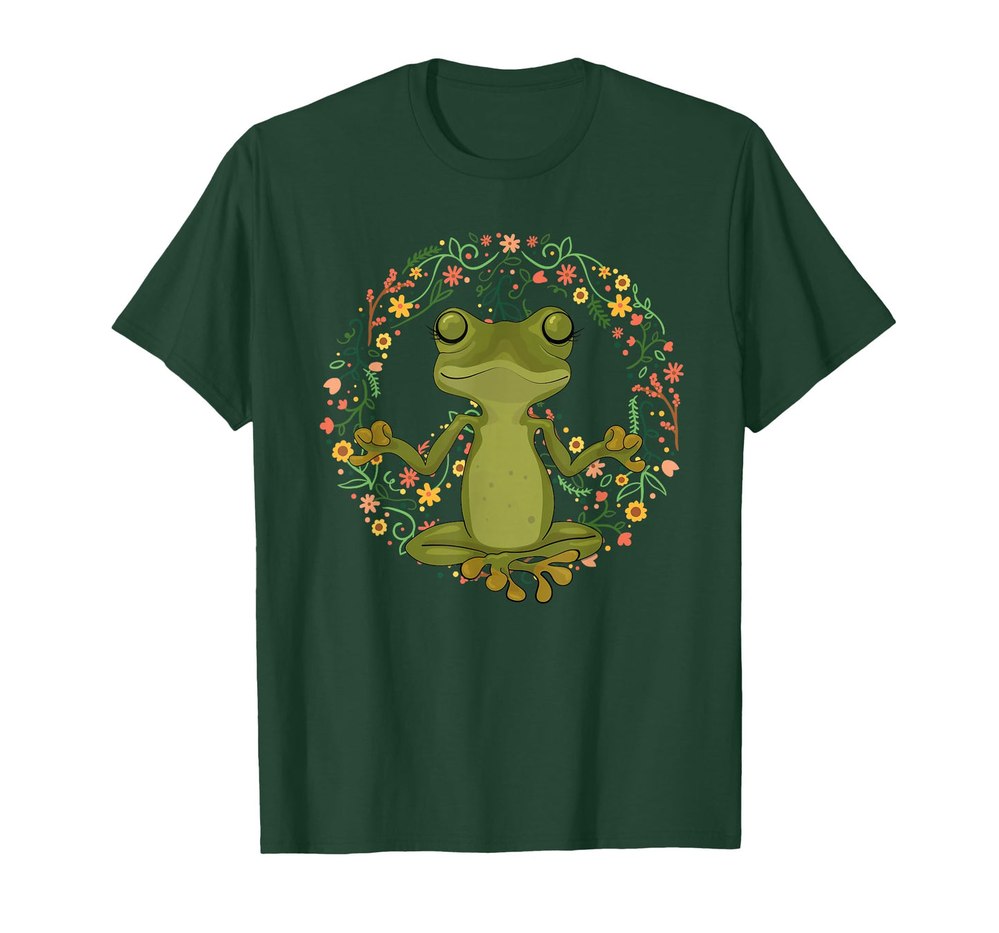 Peace Sign Yoga Frogs Cool Peace Frog Floral T-Shirt