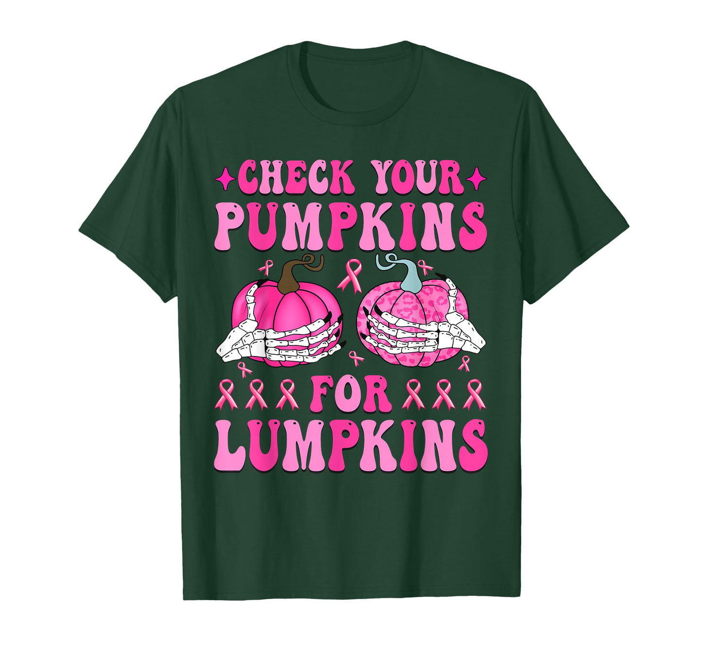 Check Your Pumpkins Breast Cancer Awareness Halloween T-Shirt