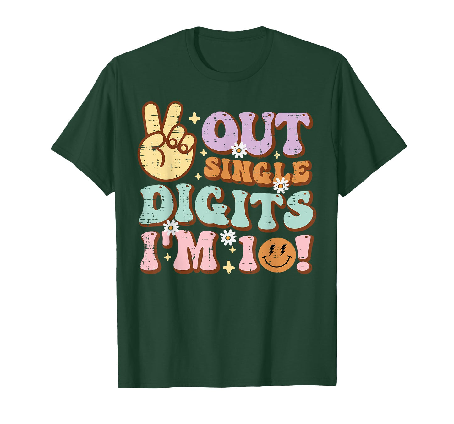Peace Single Digits Im 10 10th Birthday Bday Groovy Kids T-Shirt