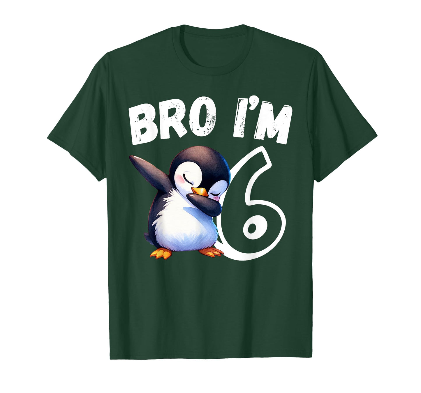 Bro I'm 6 Year Old Penguin 6th Birthday Kids Dabbing Funny T-Shirt