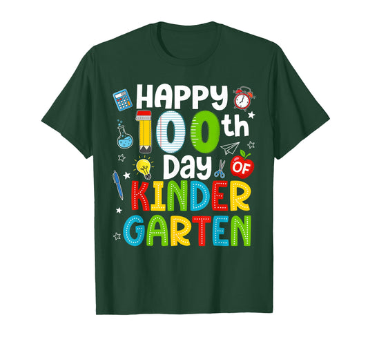 Happy 100th Day of Kindergarten Teacher 100 Days of School T-Shirt