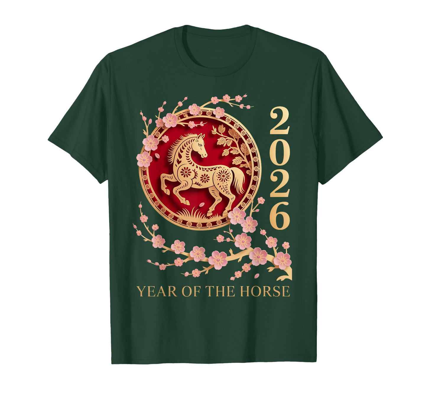Blossom Tree Zodiac Chinese Lunar New Year of The Horse 2026 T-Shirt
