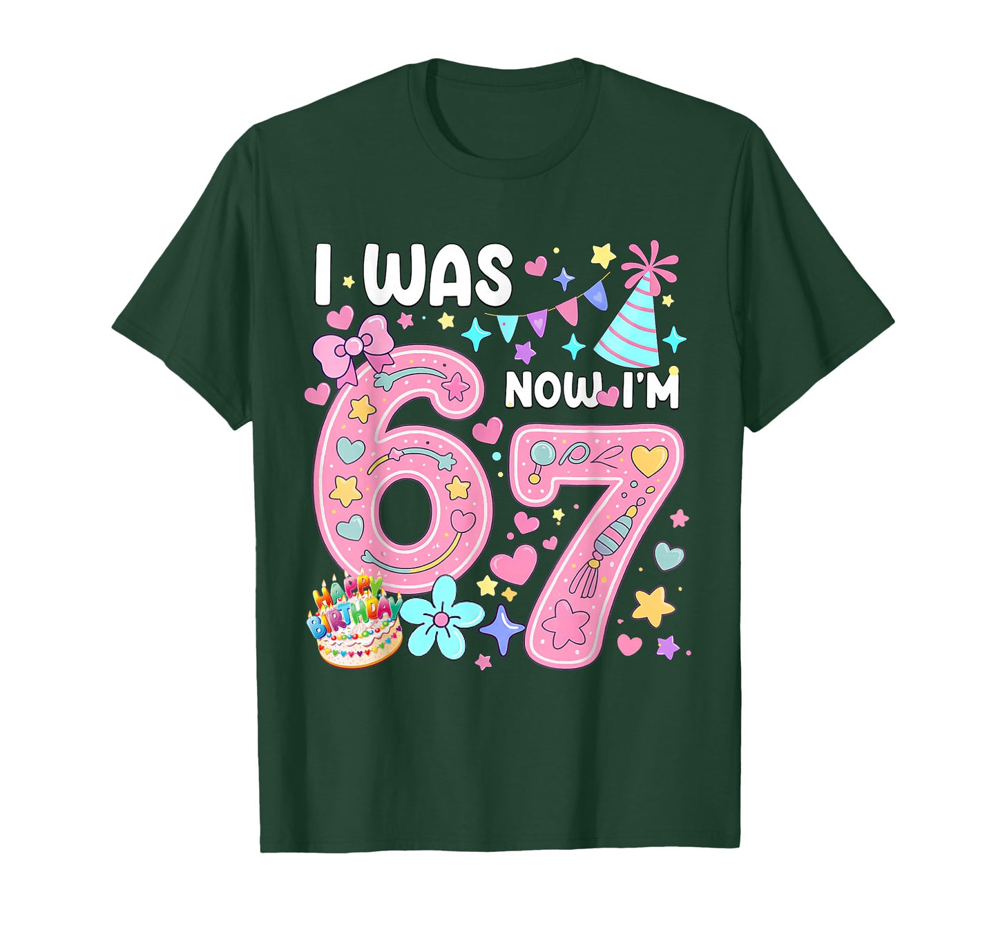 7 Year Old Birthday I was 6 Now I'm 7 67 Meme Funny Kids T-Shirt