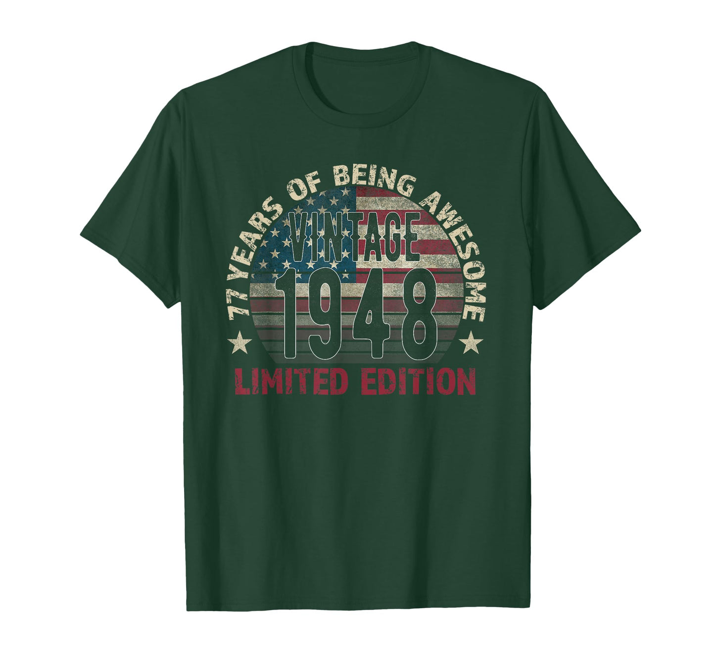 77th Birthday Gift men Vintage born 1948 turning 77 Year Old T-Shirt