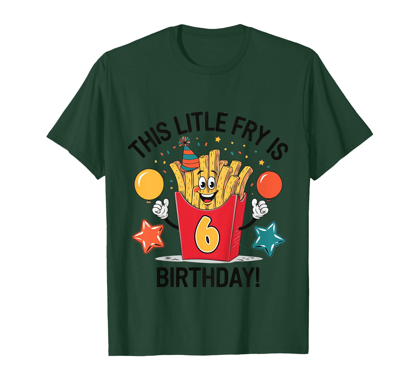 Kids French Fry 6th Birthday This Little Fry is Six T-Shirt