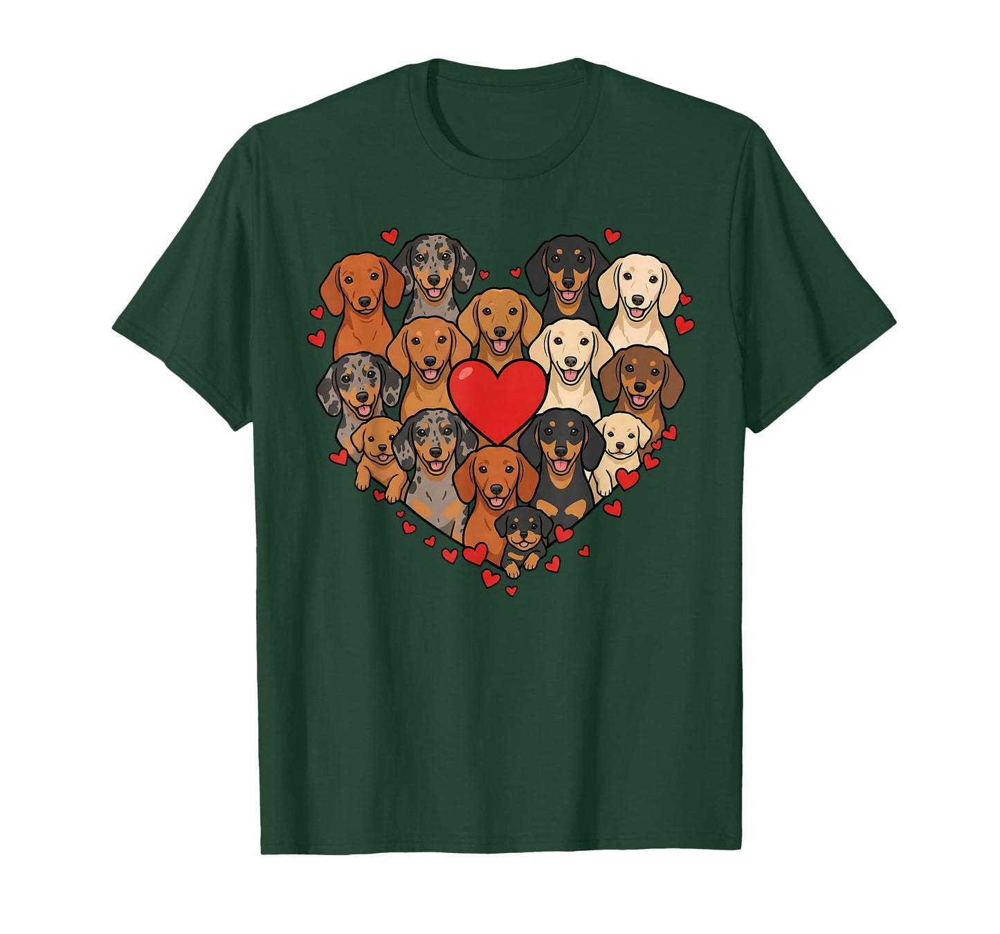 Cute Dachshund Heart Love Dog Lover Pet Mom Dad Valentine T-Shirt