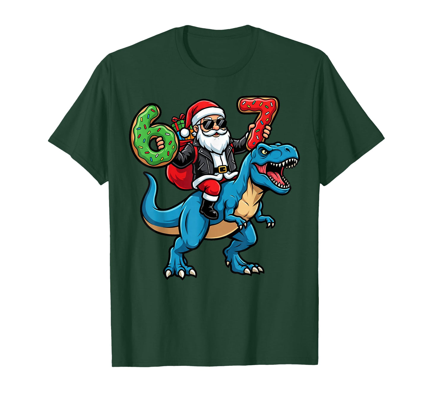67 Christmas 6 7 Meme Funny Santa Six Seven Xmas Boys Girls T-Shirt