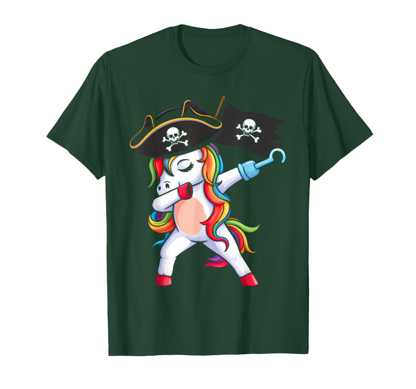 Dabbing Unicorn Pirate Girls Kids Funny Halloween Costume T-Shirt
