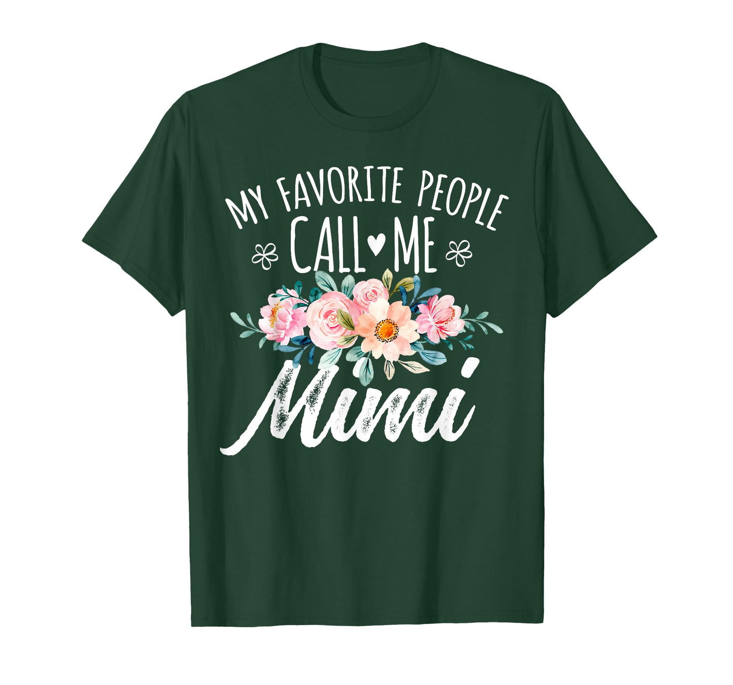 My Favorite People Call Me Mimi Floral Birthday Mimi T-Shirt, Small, Black