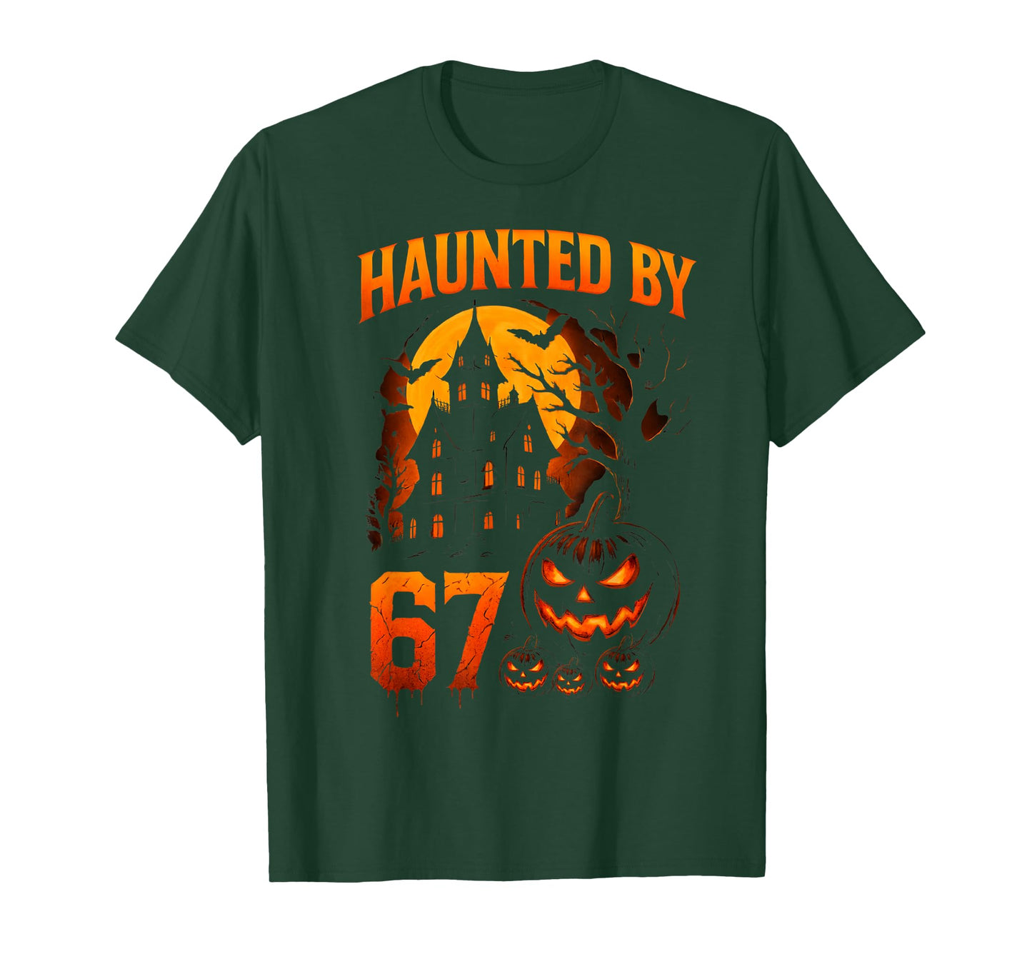 Funny 67 Meme Halloween Haunted Spooky Six Seven Pumpkin T-Shirt