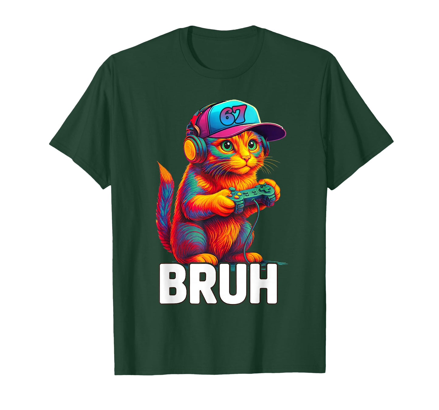 67 Bruh Cat Gamer Gaming Video Games Gen Alpha Slang Meme T-Shirt