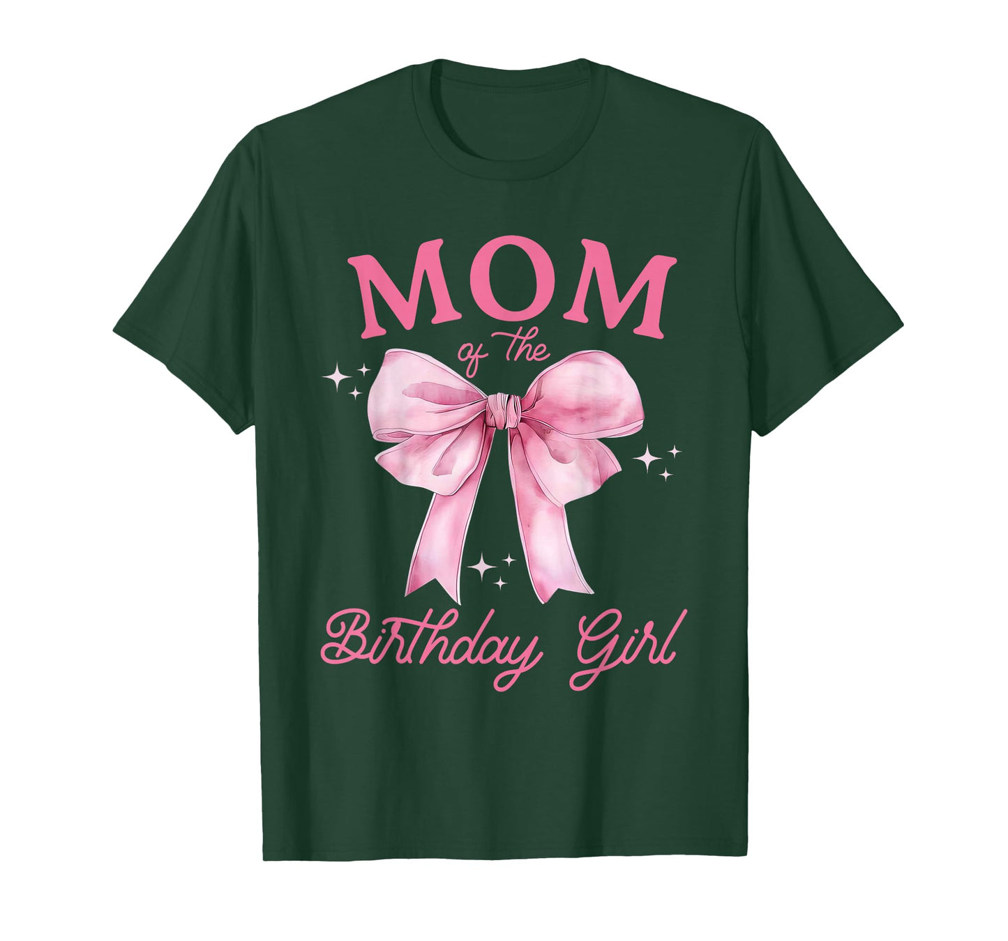 Mom of The Birthday Girl Coquette Bow Matching Family T-Shirt