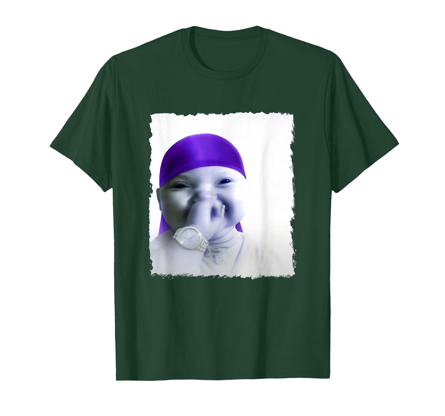 Stylish AI Baby Holding Back Laugh gigging Meme T-Shirt
