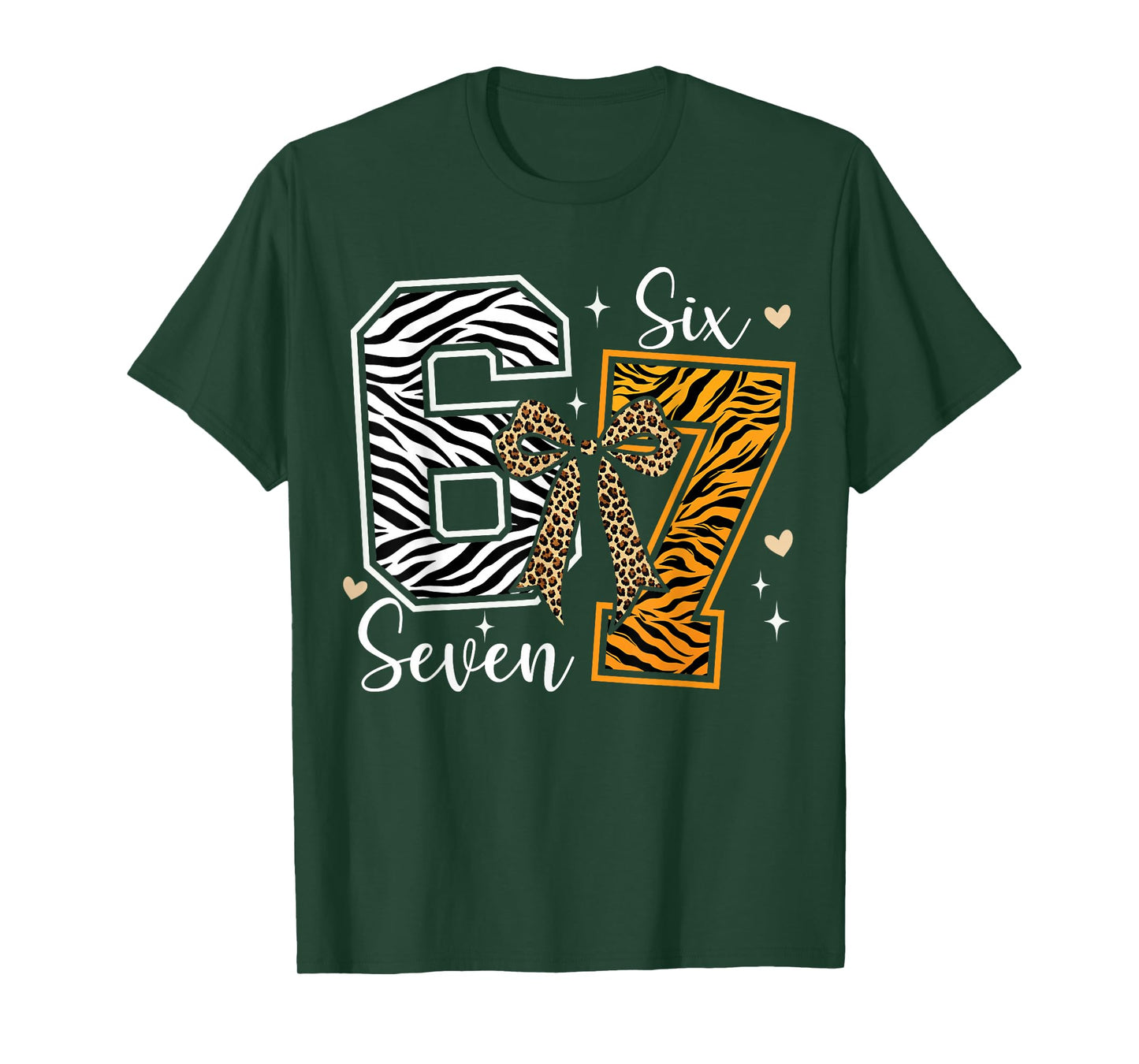 Girls Animal Print Clothes Six Seven Kids 67 Meme Zoo T-Shirt
