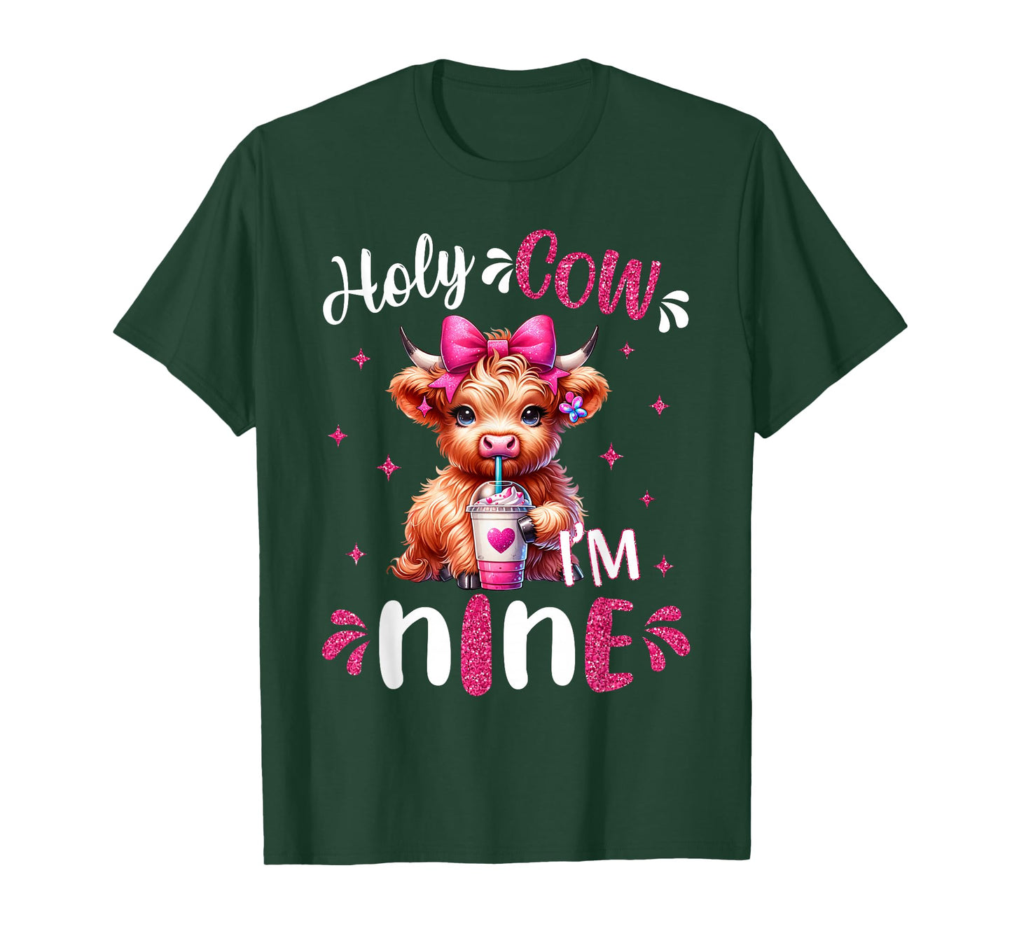 Holy Cow I'm Nine 9 Years Old Girl It's My 9th Birthday T-Shirt