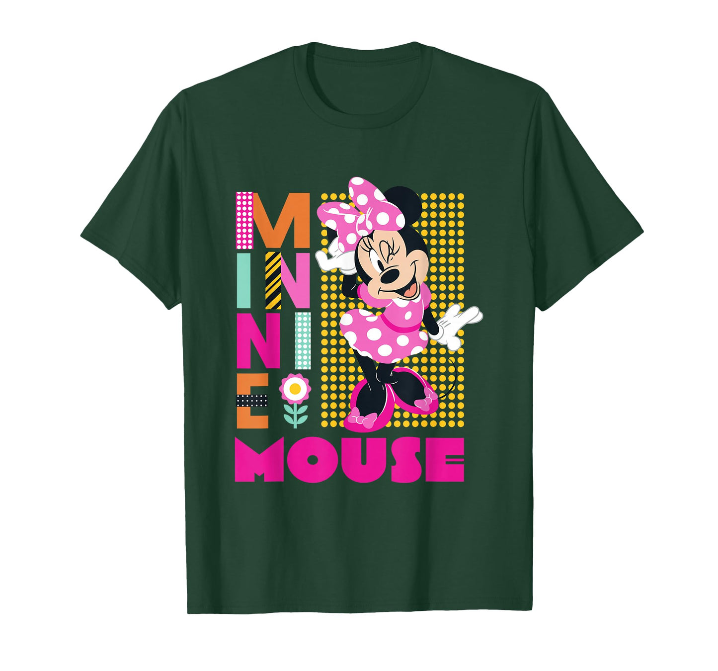 Disney Minnie Mouse Smiling Polka Dot Retro Logo Stack T-Shirt
