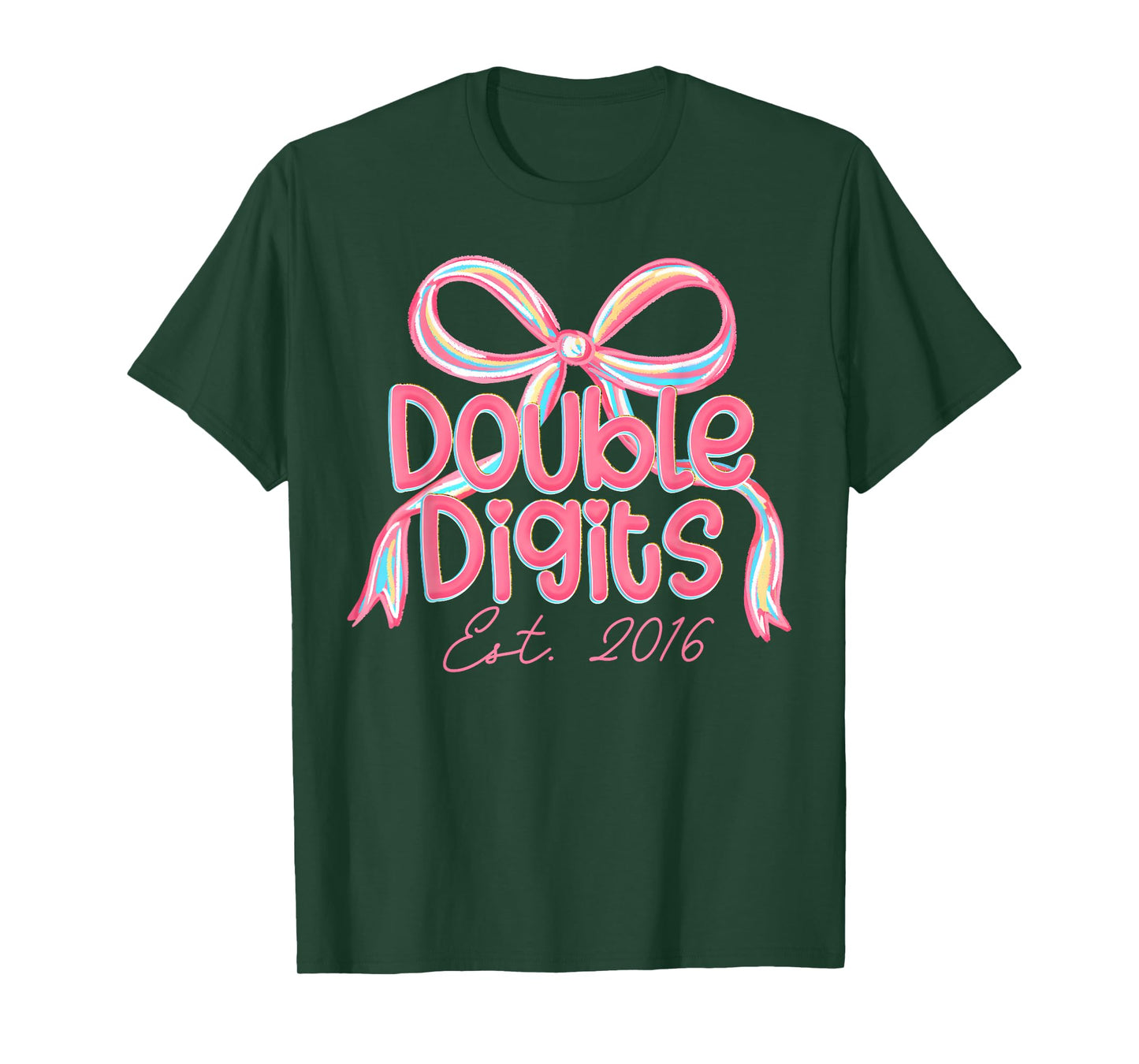 Preppy Double Digits Est 2016 Coquette Pink Birthday Girl T-Shirt