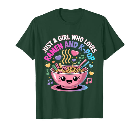 Just A Girl Who Loves Ramen and K-Pop Girl Kpop K Pop T-Shirt