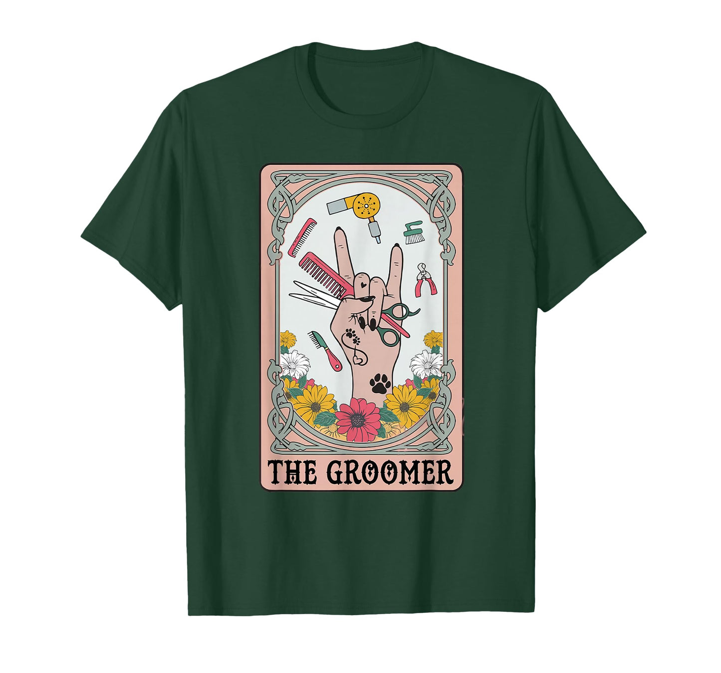 Funny Tarot Card Pet Grooming Dog Groomer Girl Women T-Shirt