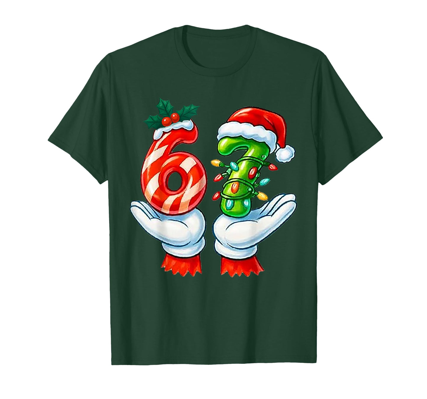 67 Christmas 67 Meme Gen Alpha Slang Candy Cane Xmas Holiday T-Shirt